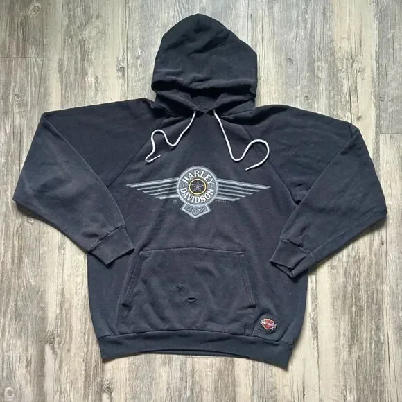 Vintage 80s Harley Davidson Suburban Palatine Illinois Chicago Hoodie Size L